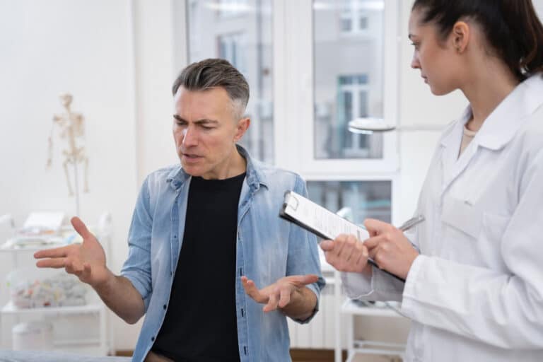 comunication-dun-docteur-avec-un-patient-agressif